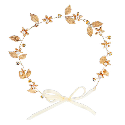 1 Piece Gold Leaf Vine Headband Bridal Hair Accessories Fashionable Headpiece Golden Hair Vines Vintage Gold Wedding Headbands Simple Hairpiece for Women Everyday Party
