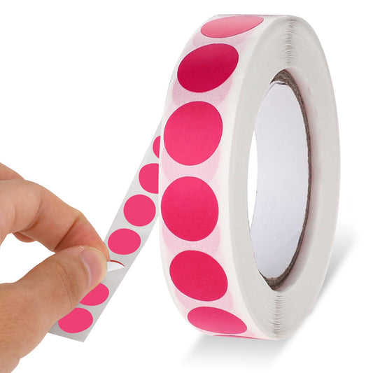 1000 Pcs 13mm Circle Dot Stickers Fluorescent Pink Round Stickers Waterproof Circle Stickers Color Coding Label for Office Shop Home Classroom Marking