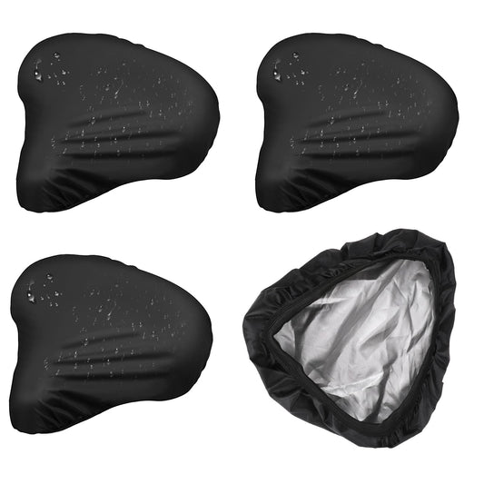 3PCS Waterproof Bike Seat Rain Covers Bicycle Saddle Rain Dust Cover with Elastic Water and Dust Resistant Bicycle Seat Protector Shield for Journey and Travel, Black