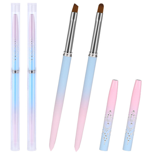 2PCS Nail Art Clean Up Brush Nail Brush for Cleaning Fingernails Gel Nail Polish Round&Angled Nail Art Clean Up Brushes for Painting Design