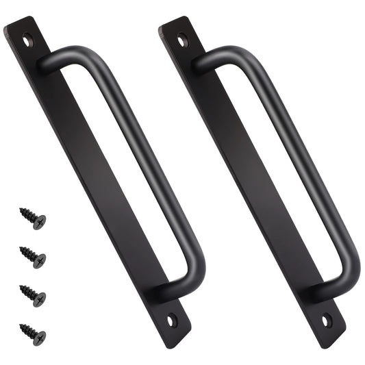 Mozeat Lens 2 Pack Sliding Door Handles Black Barn Door Pull Handle Aluminum Alloy Cabinet Door Pulls 160mm Metal Door Handle Set for Sliding Gate Wardrobe Cupboard Cabinet Closet