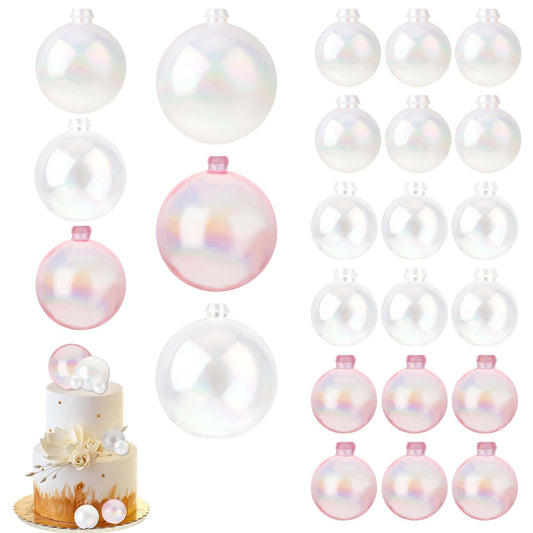 24 Pcs Balls Cake Toppers Bubble Mini Balloon Topper Pearl Colorful Bubble Cake Topper Wedding Decorations Clear Plastic Bubbles Fake Bubbles Insert Cupcake DIY Decoration for Bubble Birthday Party