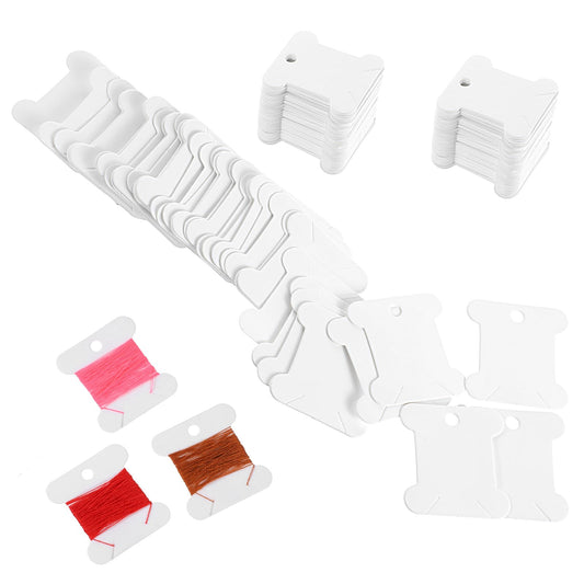 Pack of 200 Embroidery Thread Storage Card Bobbins Thrad Card Paper Bobbins Thread Cards Cross Stitch Yarn Card Embroidery Thread Organiser Cross Stitch Embroidery Thread Cards for Storing Crafts