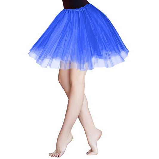KALIONE Tutu Skirt for Women 3 Layered Elastic Tulle Skirts Women's Teen Adult Tutu Skirt Bubble Ballet Dance Tulle Skirts Vintage Party Dress Costume Accessories for Women Teen Girls, Blue
