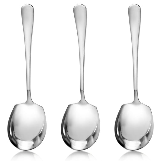 3 Pcs Large Serving Spoons, Stainless Steel Serving Spoon, Spoons Table Spoons, Long Handle Soup Spoons, Large Serving Tablespoons, Serving Spoons Set Kitchen Tool(20.5cm/8inch)