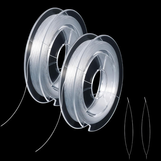 Nylon Thread String, 200m X 0.45mm Invisible Beading Thread Tear-Resistant Sewing String Clear Fishing Wire with 2 PCS Beading Needle for Hanging Decorations, DIY Crafts, Bracelets, Jewelry Making