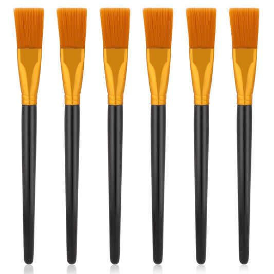6Pcs Flat Paint Brushes 1 inch Watercolor Acrylic Paint Brush Synthetic Nylon Oil Painting Brushes for Acrylic, Watercolor, Oil, Crafts, Face Body Art