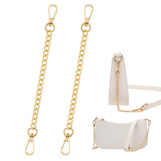 2 Pcs Purse Chain Gold Purse Extender Purse Strap Extender, Gold Belt Chain with Alloy Swivel Clasps, Short Chain for Purse Chain Handles Replacement