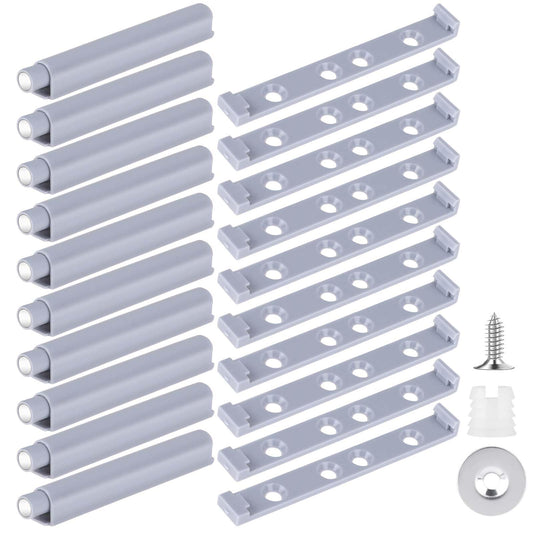 10 PCS Magnetic Push Latches for Cabinet Push to Open Door Latch Recessed Cabinet Doors Cabinet Soft Close Damper Quiet Close Closers for Kitchen Drawer Door Gray