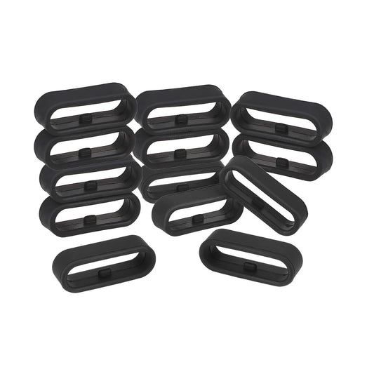 Mozeat Lens 12 Pcs Watch Band Loops, 22mm Watch Straps Retaining Loops Silicone Watch Band Holder Rubber Watch Strap Keeper Fastener Rings Watch Strap Holder Loop Black Smartwatch Band Replacement