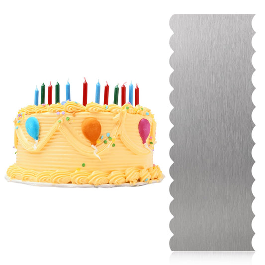 Metal Cake Scraper Stainless Steel Cake Smoother Patterned Cake Comb, 8.6" Large Double Side Cake Edge Smoother Scraper, Cake Decorating Comb, Cake Icing Cream Scraper