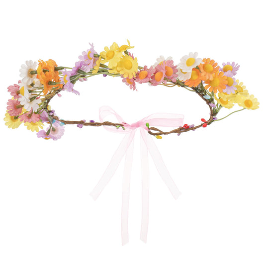 Flower Crown Flower Hippie Floral Crown Floral Headband Headpiece Halo Wreath Boho Sunflower Headband for Women Wreath Wedding Festival for Wedding Party Festival Photo Prop Headpiece (Color Mixing)