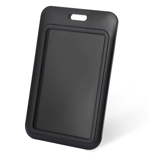 Black Sliding ID Badge Holders ID Card Case with Clear Window Hard Plastic Vertical ID Card Holder for Office School Conference ID Credit Cards Passes