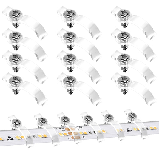 200PCS LED Strip Light Clips Light Mounting Clips Light Fixture Fixing Bracket Clips One Side LED Light Clips with Screws Outside Rope Light Hangers for 10 mm Wide Non Waterproof LED Strip Lights