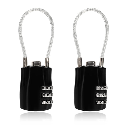 Combination Padlock,2Pcs 4-Digit Combination Locks – Personalized Password,Cable Lock for Locker Luggage Suitcase Case Toolbox Helmet Gym Lockers Toolbox Black