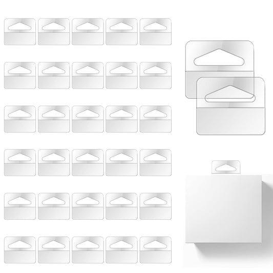 200PCS Plastic Tags Sticky Tabs for Wall Hanging Clear Slot Hole Sticky Hang Tags Self Adhesive Sticker Hanger Hanging Tabs for Sale Items, Store Retail Display, 1.6"x1.2"