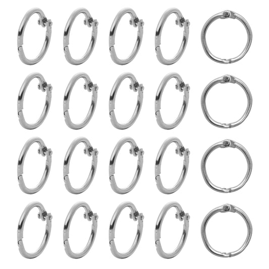 20 Pcs Loose Leaf Binder Rings Small Book Rings Metal Index Card Rings Shower Curtain Hanging Ring Revision Cards Ring Binders for Revision Card Notebook Scrapbook Album Craft DIY, 0.79inch/20mm