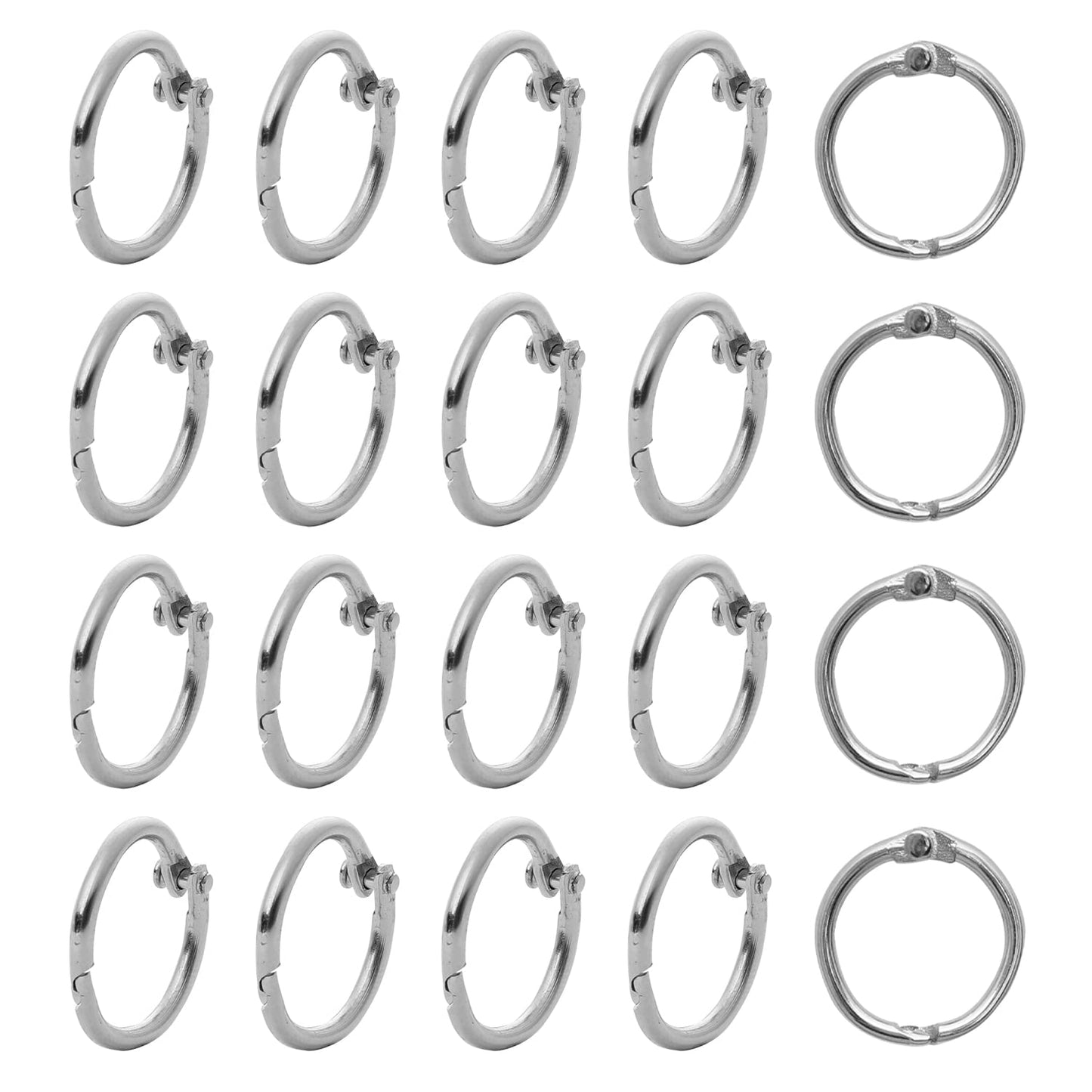 20 Pcs Loose Leaf Binder Rings Small Book Rings Metal Index Card Rings Shower Curtain Hanging Ring Revision Cards Ring Binders for Revision Card Notebook Scrapbook Album Craft DIY, 0.79inch/20mm