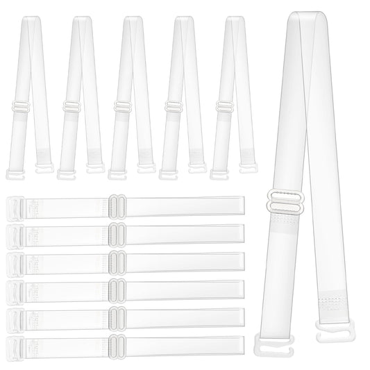 Clear Bra Straps, 6 Pairs Invisible Bra Straps Non-slip Transparent Bra Straps 12 Mm Thin TPU Straps Dance Bra Clear Straps Adjustable Clear Shoulder Straps Replacement for Women Girls Strapless Bras