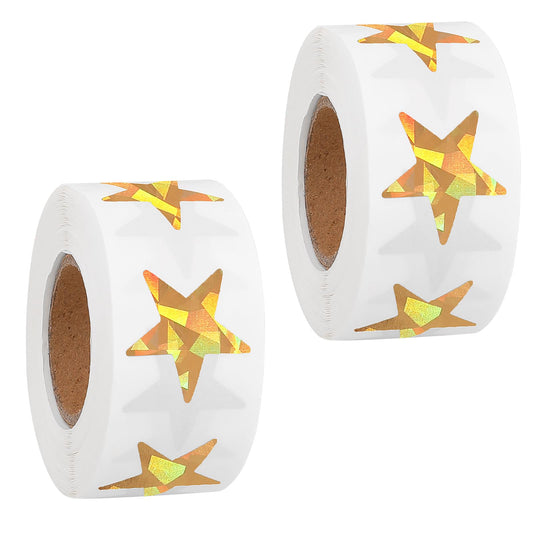 1000 PCS Star Stickers Holographic Gold Star Decals Metallic Glitter Foil Star Stickers Self Adhesive Reward Stickers Metallic Foil Star Labels for Students Teachers Supplies Crafts