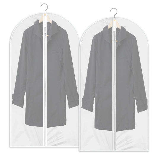 Garment Bags 2 PCS Dustproof Clothes Covers Waterproof Moth Proof Coat Bag with Zip Translucent Suit Cover Bags Anti-Mite Breathable Protector for Wardrobe Storage Travel, 60x120cm