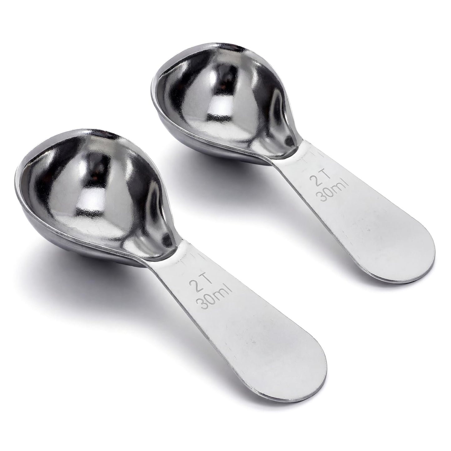 2PCS 30ml Stainless Steel Coffee Scoop, 2 Tablespoon Measuring Spoons, Coffee Scooper for Ground Coffees, Suger, Bean, Tea, Flour, Short Handle, Dishwasher Safe