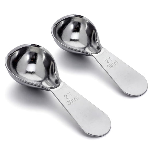 2PCS 30ml Stainless Steel Coffee Scoop, 2 Tablespoon Measuring Spoons, Coffee Scooper for Ground Coffees, Suger, Bean, Tea, Flour, Short Handle, Dishwasher Safe