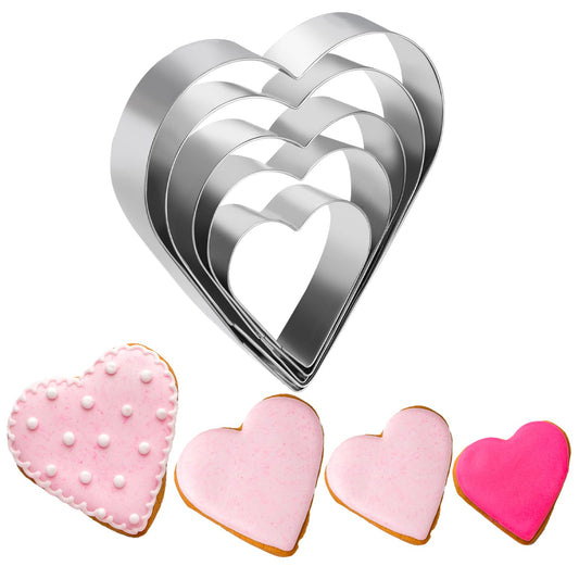 Heart Cookie Cutter Set, 5 Different Sizes Stainless Steel Small Heart Shaped Biscuit Cookie Cutter Heart Shaped Mold Mini Biscuit Cutters Love Cookie Mold for Birthday Wedding Party Valentine's Day