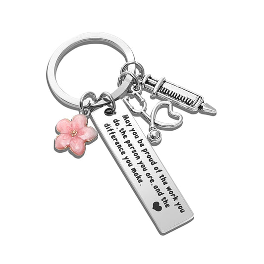 Keychain for Nurse Gifts,Keychain Paramedic Keychain Lettering with Little Flower Medical Student Gifts Midwife Nursing School Graduation Gifts Keychain Gift for Nurses Day Nurse Practitioner Gifts