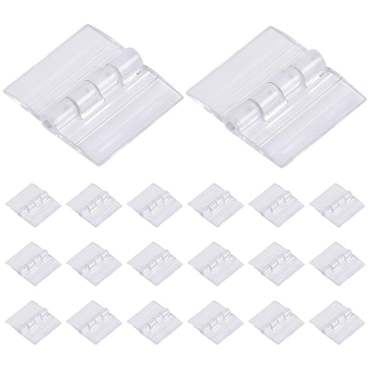 20 Pieces Clear Acrylic Hinges Plastic Hinges Mini Tranparent Hinges for Cabinet Drawer Furniture Box Handicrafts
