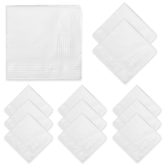 KALIONE Men's Handkerchiefs, Soft Cotton Wedding Handkerchiefs, White Washable Handkerchiefs for Men and Women Party and Daily Use, 12 Packs