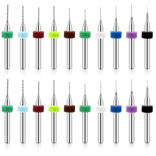 20 PCS PCB Drill Bits Set 0.1mm-1mm Spiral Flute Carbide Drill Bits Micro Drill Bits Set for Print Circuit Board Stone Jewelry CNC Engraving