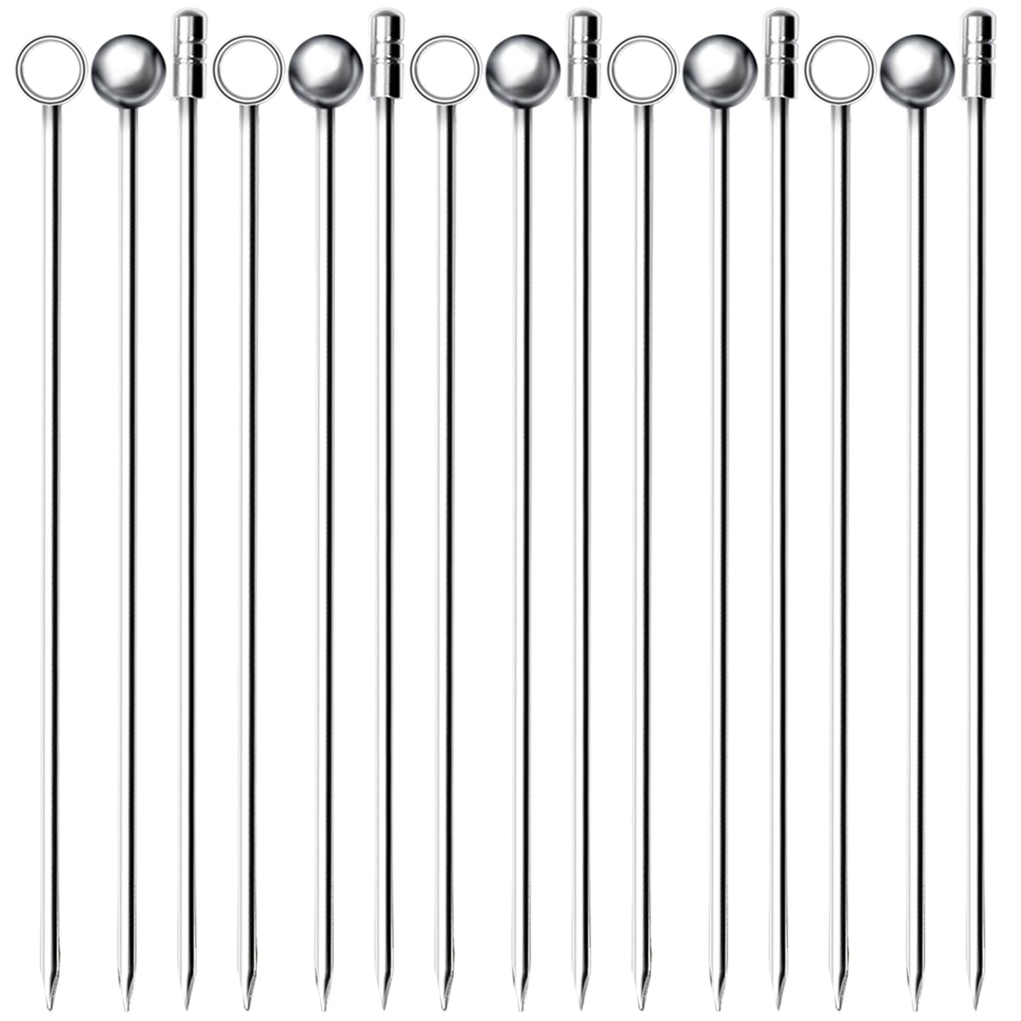 Vin Beauty 15Pcs Stainless Steel Cocktail Sticks, Reusable Cocktail Sticks for Drinks, Metal Toothpicks, Cocktail Pick Sticks, Skewers Cocktail Sticks Drink Picks Set