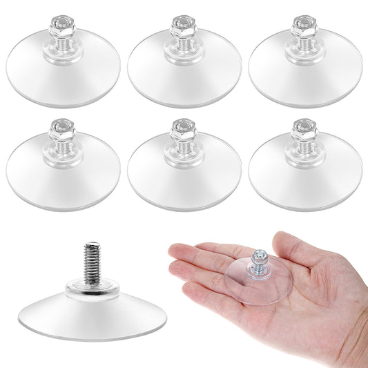6Pcs Suction Cup Clear Pvc Sucker Pad 40mm Extra Strong Adhesive Glass Suction Holder Pvc License Plate Suction Cups Hooks Suction Pads with Screws for Window Glass Shade Cloth Glass Bathroom Wall Doo