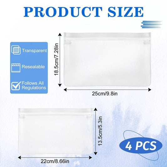 Clear Travel Toiletries Bag, 4 Pieces Tsa Approved Travel Toiletry Bag Leakproof Carry on Bag Clear Makeup Bag PEVA Zipper Pouches Waterproof Cosmetic Bags with Zipper for Women Men Travel Essentials
