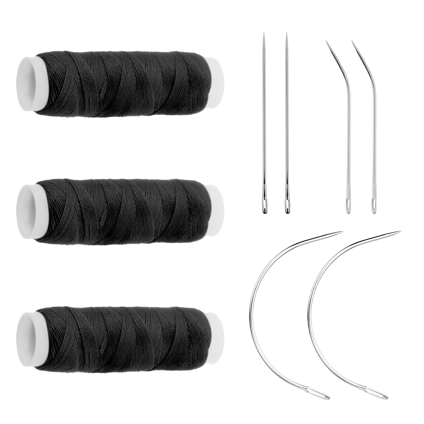3 Rolls Nylon Thread for Hair Extensions Sew in Needle and Thread for Hair