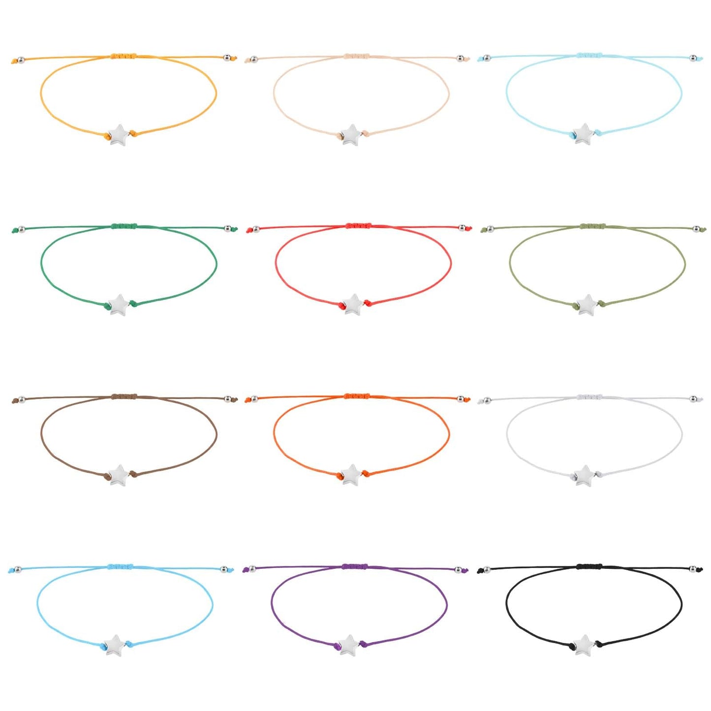 salbsever 24Pcs Friendship Bracelets Star Bracelets Wish Bracelets That Fall off Adjustable Bulk Bracelets Star Bracelets Gifts for Women Men Girls