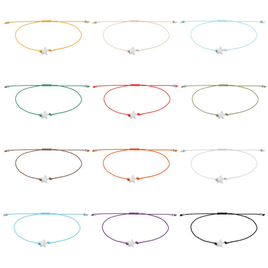 salbsever 24Pcs Friendship Bracelets Wish Bracelets Star Bracelets Bulk That Fall off Adjustable Bulk Bracelets Star Bracelets Gifts for Women Men Girls