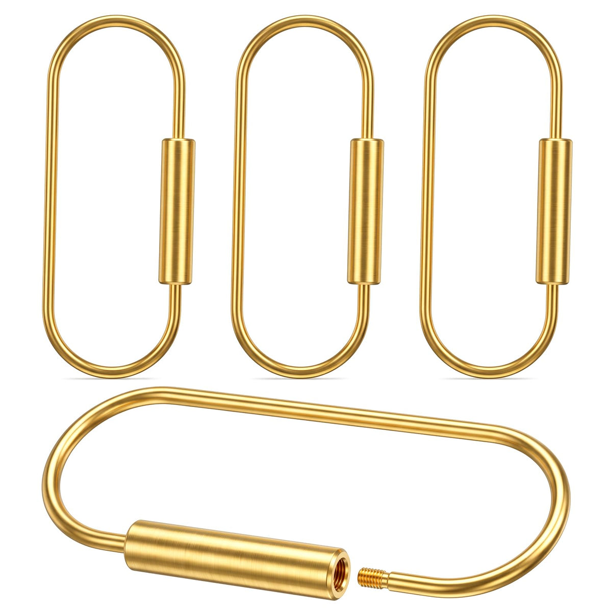 4 PCS Brass Screw Lock Clip Gold Screw Brass Key Ring for Men Women