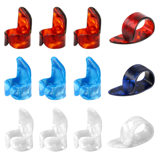 12PCS Medium Thumb Picks Guitar Finger Picks for Acoustic Guitar, 3 Colors Flat Thumbpicks Celluloid Guitar Thumb Picks Guitar Finger Pick for Fingerstyle Acoustic Guitar Banjo or Ukulele Harp Bass
