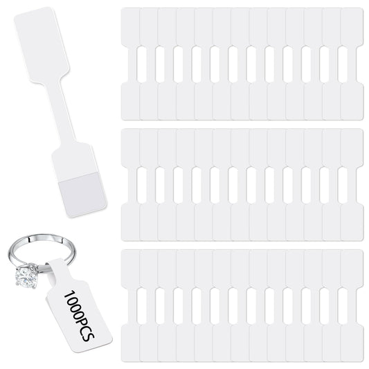 Pack of 1000 Blank Jewellery Stickers Self-Adhesive Price Tags White Price Labels for Jewellery Cable Labels Pendant Labels for Bracelets Necklace Earrings