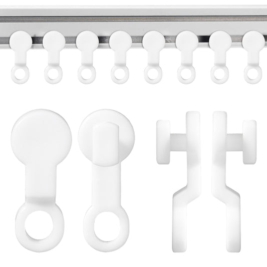 100 Pcs Curtain Track Gliders Curtain Rail Hooks Sliders Curtain Track Hooks Curtain Glider Hooks Plastic White Plastic Curtain Hooks for Track White Traverse Rod Slides for Curtain Rail Track