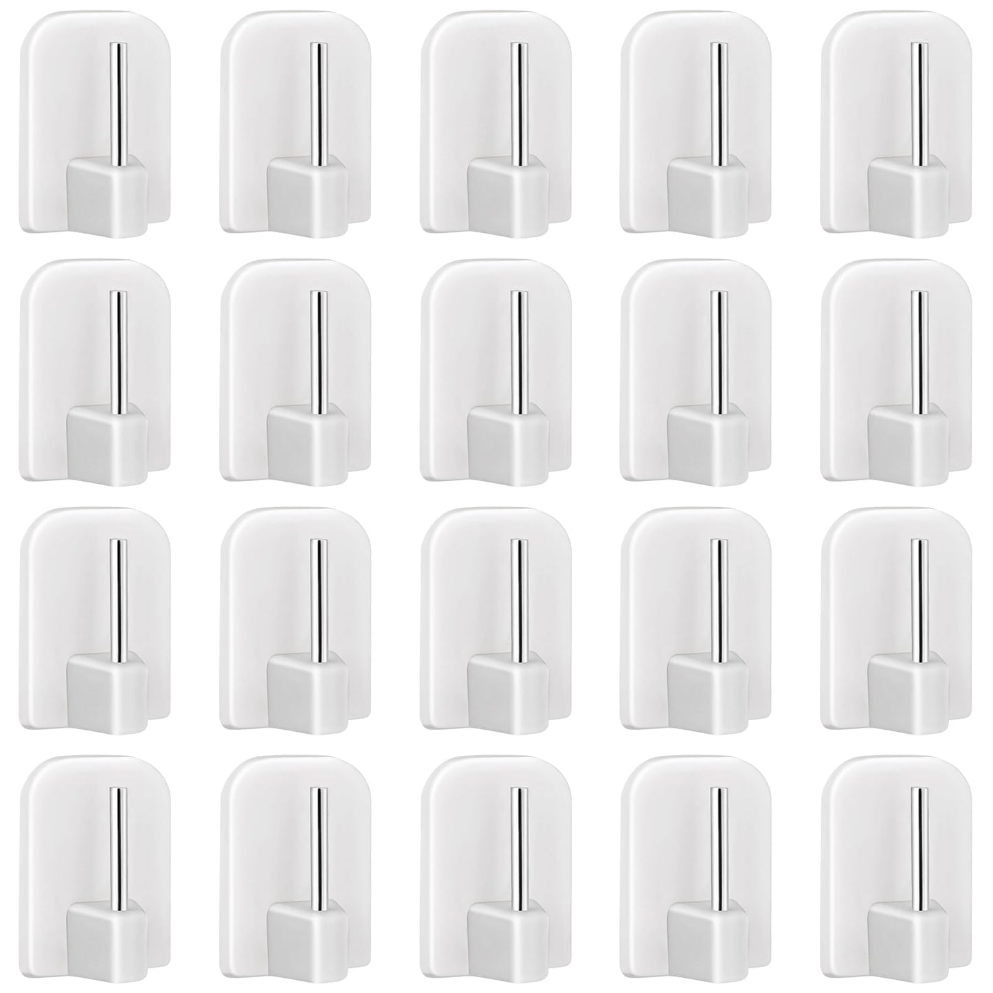 Sliverdew 20 Pcs Self Adhesive Hooks Curtain Hooks Plastic Sticky Window Hooks White Curtain Holder Hooks Door Back Hooks End Hooks for Key Pendant Net Curtain Rods Window