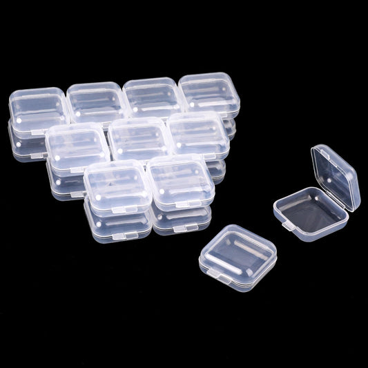 KALIONE 20 Pcs Mini Square Jewelry Box 1.8 mm Thicken Mini Clear Plastic Box Small Plastic Box Small Storage Containers with Lid Tiny Storage Box for Jewelry Bead Earplugs Small Items