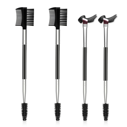 4 Pcs Eyelash Comb Separator Lash Comb Eyebrow Lash Comb Brow Comb Metal Separator Eyebrow Brush Spoolies for Eyebrows Professional Double-Ended Angled Eye Brow Brush and Spoolie Brush Set
