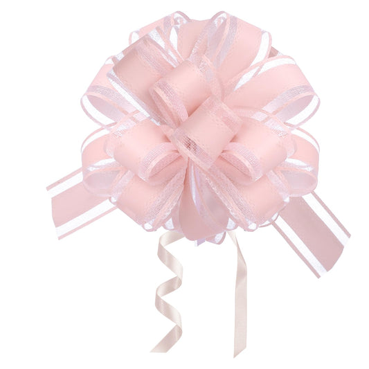 20 Pcs Ribbon Bows for Gift Wrapping 5.1-inch Pull Bows Gift Bow Flower Bow for Christmas Wedding Party Birthday Gift Wrap Flower Decorations(Pink)