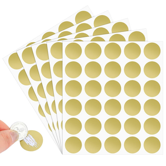 150PCS 25 mm Round Scratch Stickers, Make Gold Scratch Cards, Silver Scratch Labels, DIY Scratch Labels, Self-Adhesive Scratch Label (Gold)