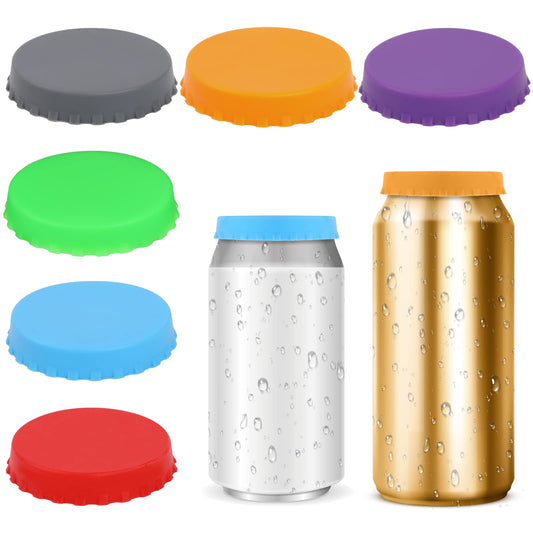 6Pcs Beverage Can Sealer Cap, Soda Can Lids, Silicone Soda Can Cover, Can Tops for Soda, Can Covers for Soda Lid, Can Caps Can Topper for Beverage Beer Coke Can, 2.1 Standard Can(6 Colors)