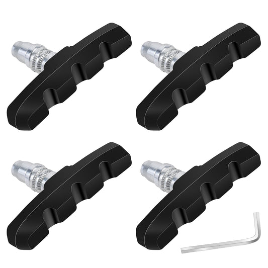 2 Pairs Brake Pads for Bicycle Professional Caliper Brake Pads for Road Bicycle Mountain Bicycle V Brake Pads Bike Brake Blocks Kit 70mm Bicycle Brake Pads Replacement with Hex Wrench No Noise No Skid