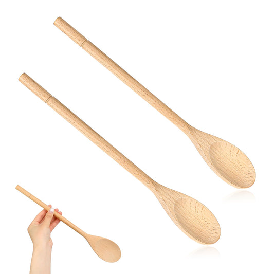 2 Pcs Wooden Spoon Long Wooden Spoons for Cooking Large Mixing Serving Spoon Wooden Kitchen Utensil Long Handle Spoons Big Kitchen Stirring Spoon Smooth Finish and Comfortable Grip